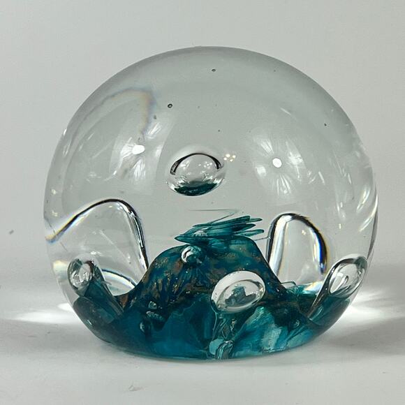 Sea Dance Art Glass Paperweight Signed CHIPPED Mouthblown Hand Blown Handmade - Picture 1 of 14